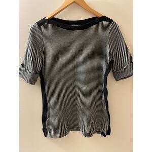 Lauren Ralph Lauren Womens Size‎ Medium Navy Striped Boatneck Shirt Short Sleeve